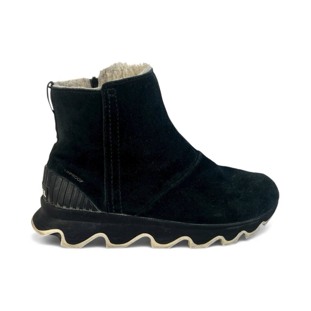 Sorel Kinetic boots size 6 leather suede booties black wedges‎ zipper waterproof